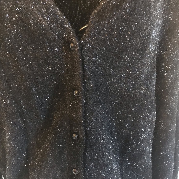 Ann Taylor Sweaters - ANN TAYLOR BLACK & SPARKLE BUTTON DOWN CARDIGAN SWEATER Long Sleeve Size Large